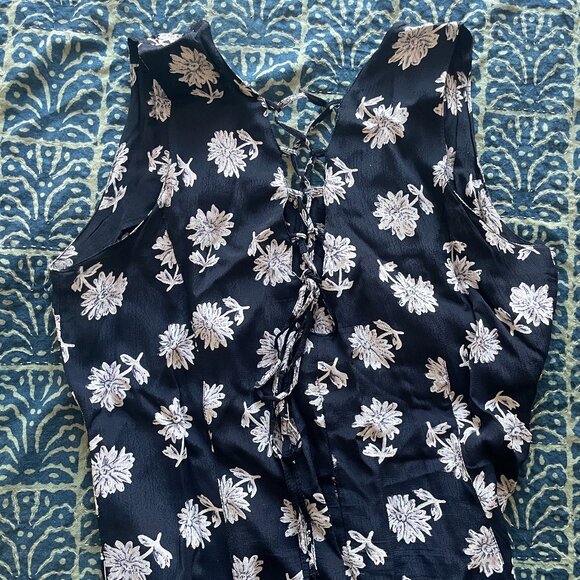 VINTAGE 90s Spengler Sleeveless Lace up Midi Floral Dress in Size XL - Picture 4 of 6
